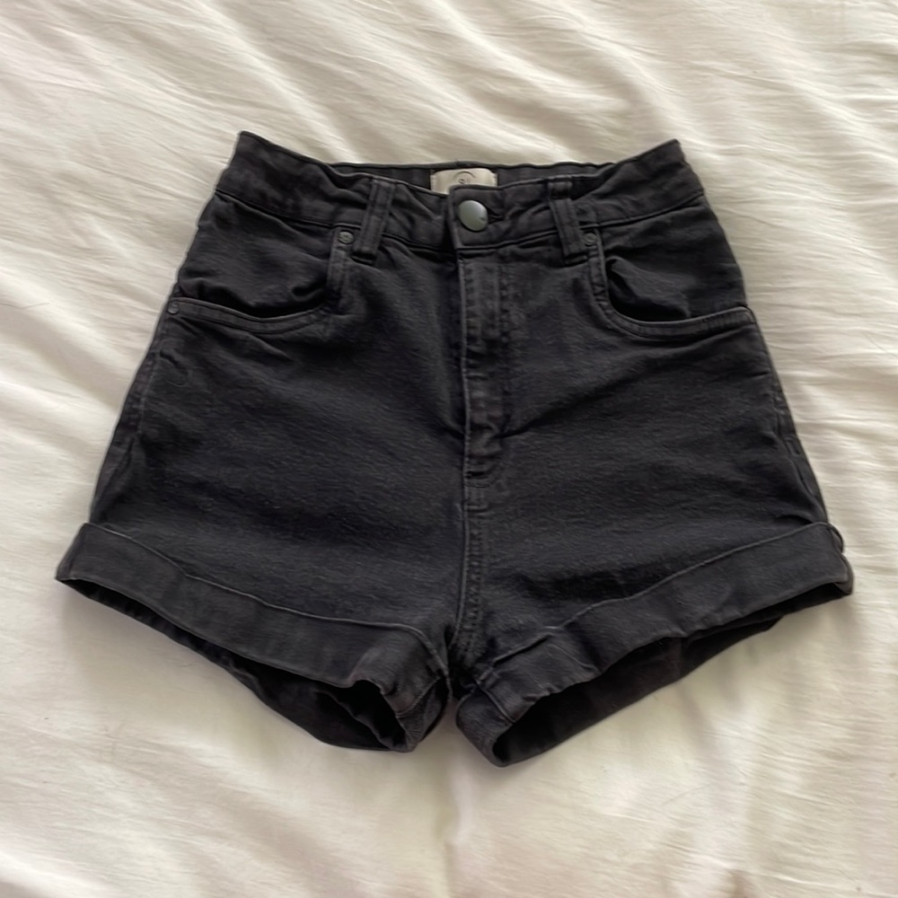 Cotton On High Rise Classic Stretch Denim Short in graphite black